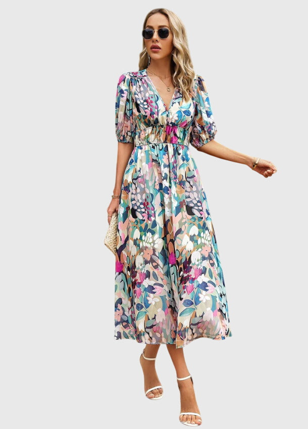 Merlin | Robe Midi Florale Flatteuse
