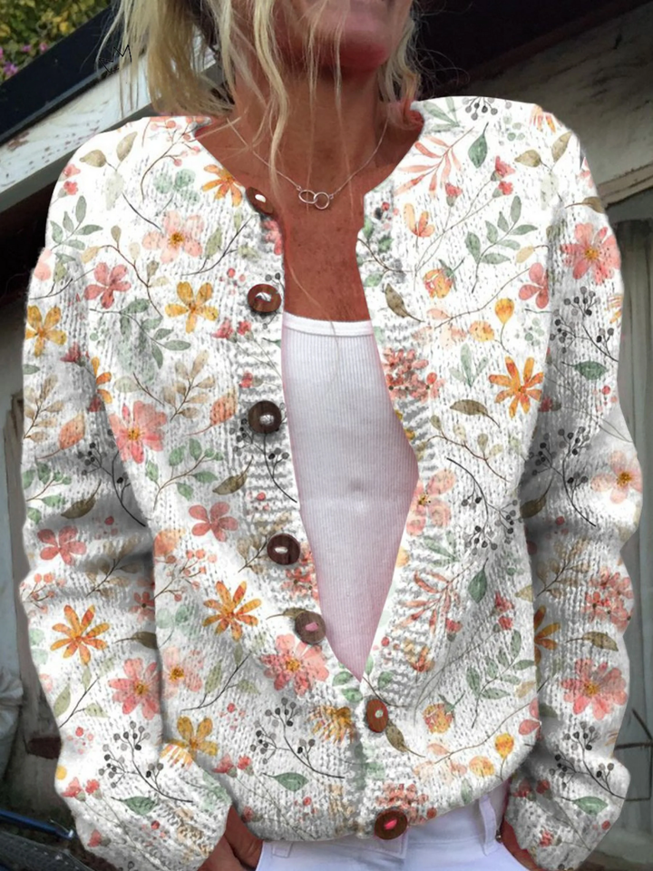Noémie | Petit cardigan en maille à imprimé floral