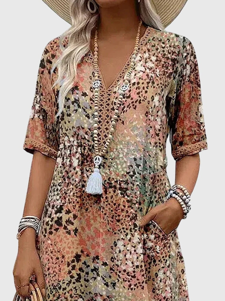 Yvonna | Robe Midi Fleurie Élégante