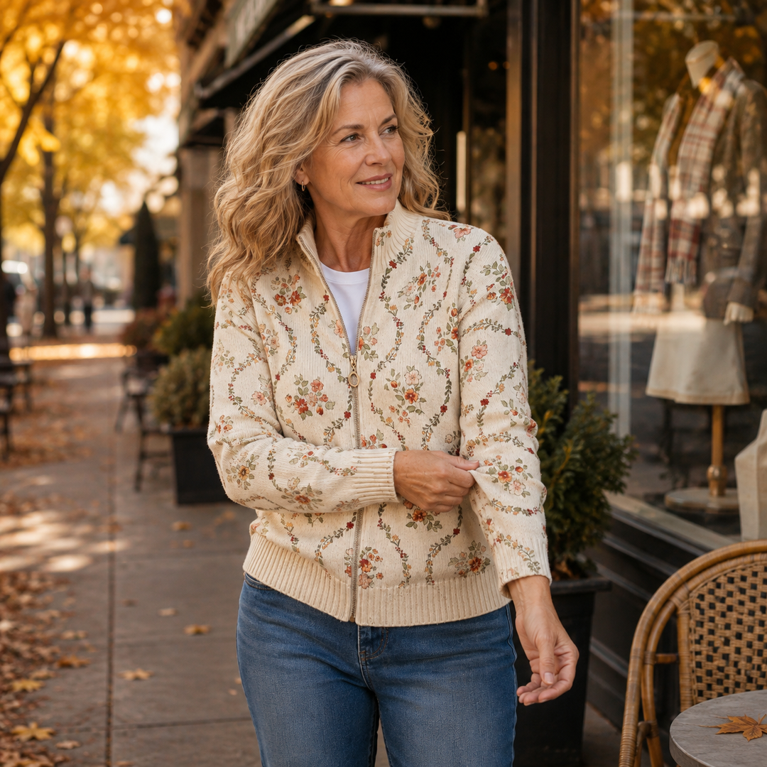 Danielle - Imprimé Crème de Vigne Florale Délicate