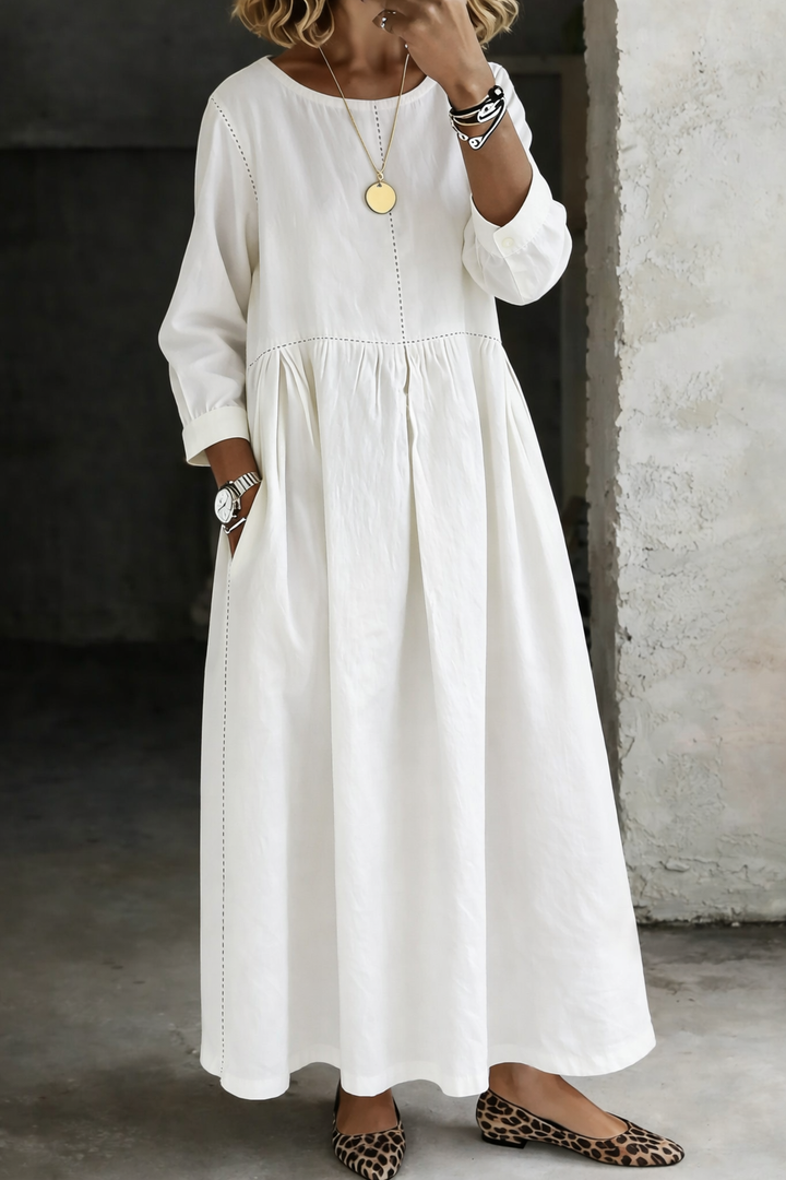 Elise | Robe en jean col rond manches longues