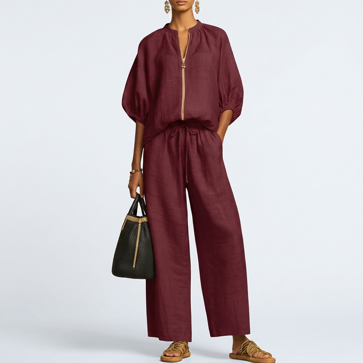 Alba | Ensemble de deux pièces : Chemise décontractée et pantalon large