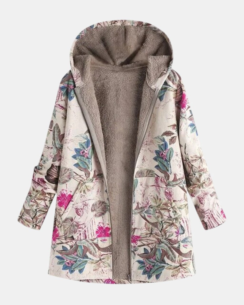 Pierrette | Veste en polaire pastel avec motif botanique