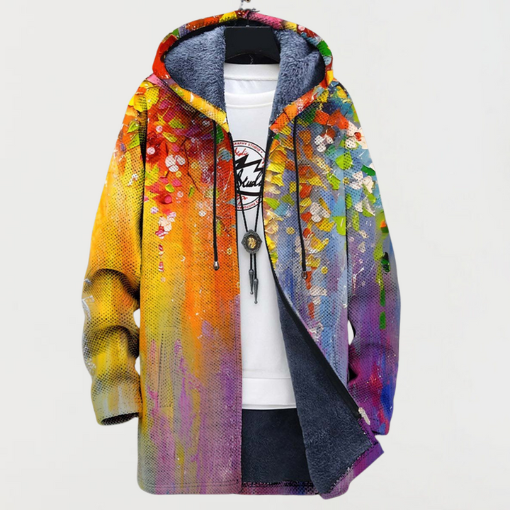 Suzanne | Manteau avec des éléments d'art abstrait