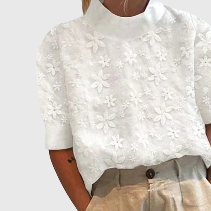 Amélie | Blouse Élégante avec Col Montant