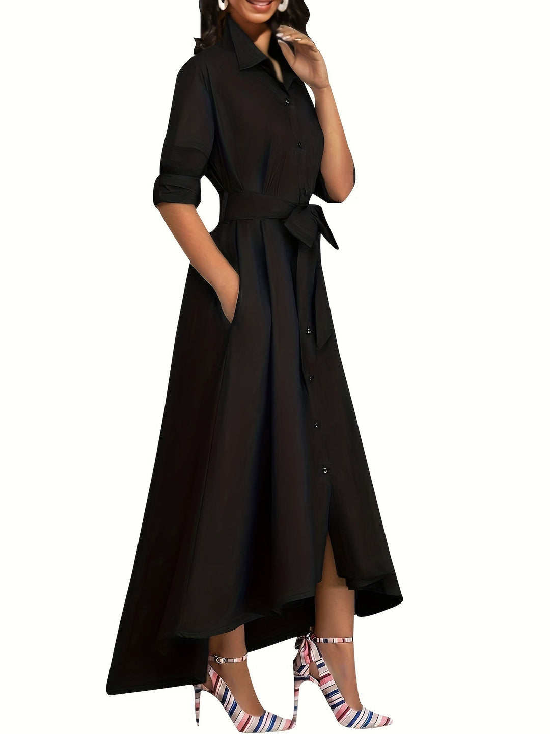 Martine | Robe Maxi Boutonnée Parfaite pour les Fêtes