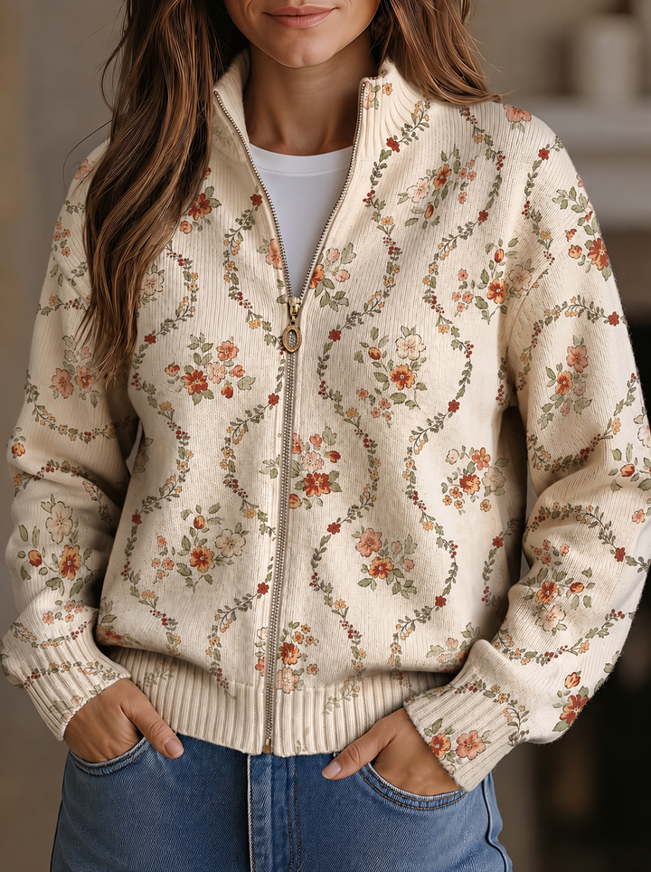 Danielle - Imprimé Crème de Vigne Florale Délicate