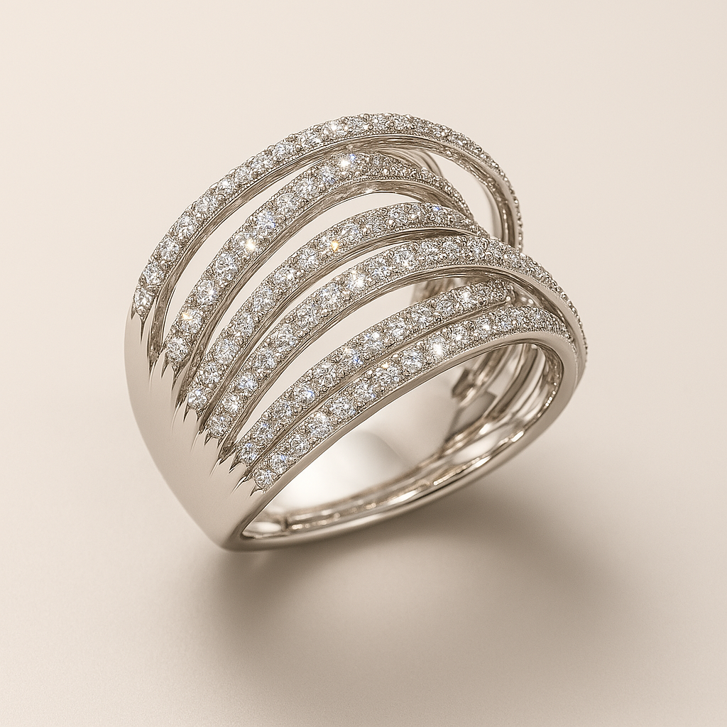 Bague en Argent Zirconia Vintage Superposée