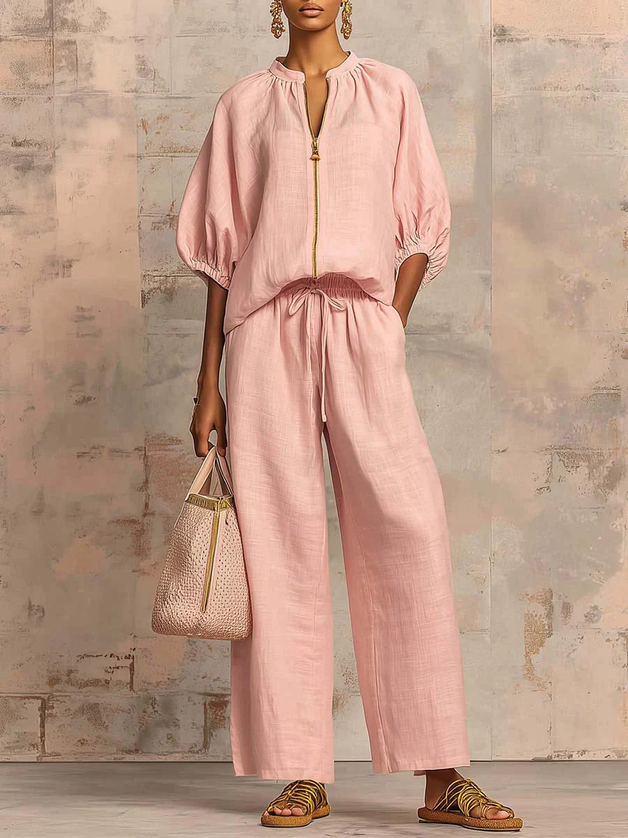Alba | Ensemble de deux pièces : Chemise décontractée et pantalon large