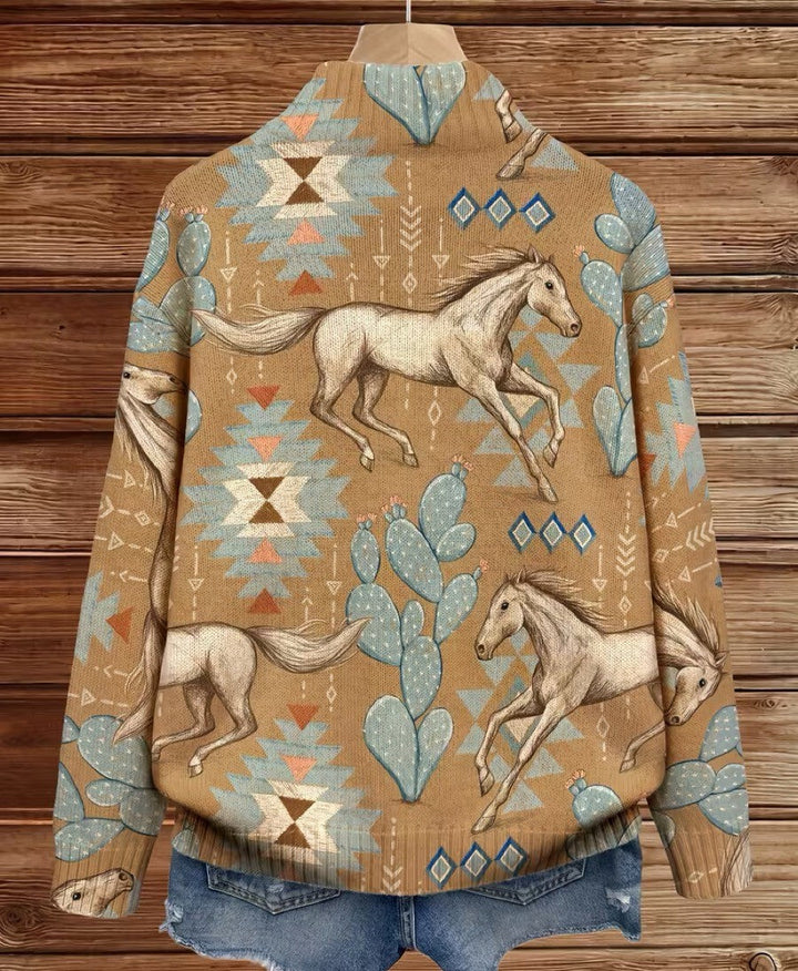 Kaitlyn - Cardigan zippé Cactus et Cheval du Désert