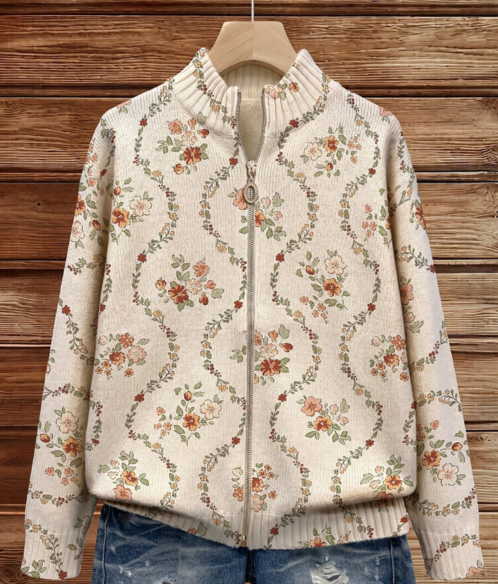 Danielle - Imprimé Crème de Vigne Florale Délicate