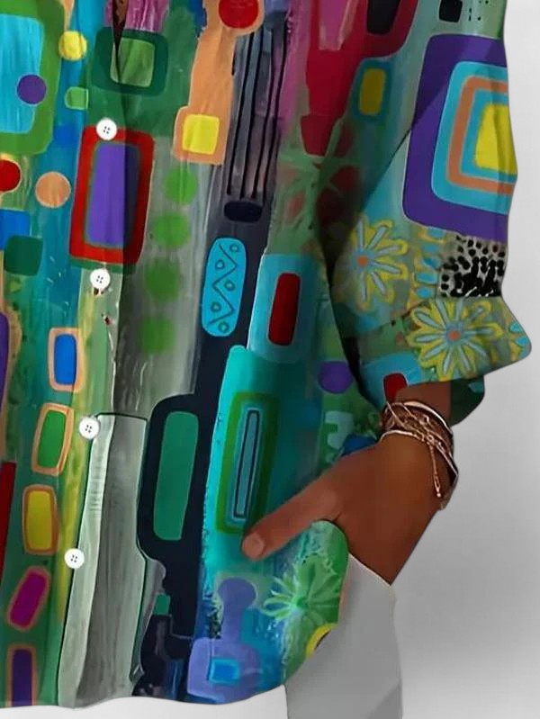 Léa | Blouse Élégante à Motif Géométrique