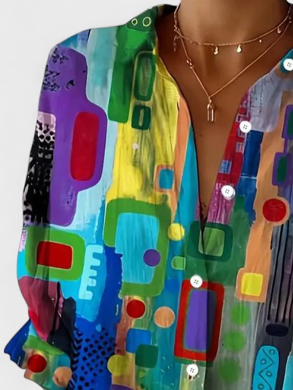 Léa | Blouse Élégante à Motif Géométrique